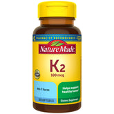 Bottle of Nature Made Vitamin K2 100 mcg softgels 30 count